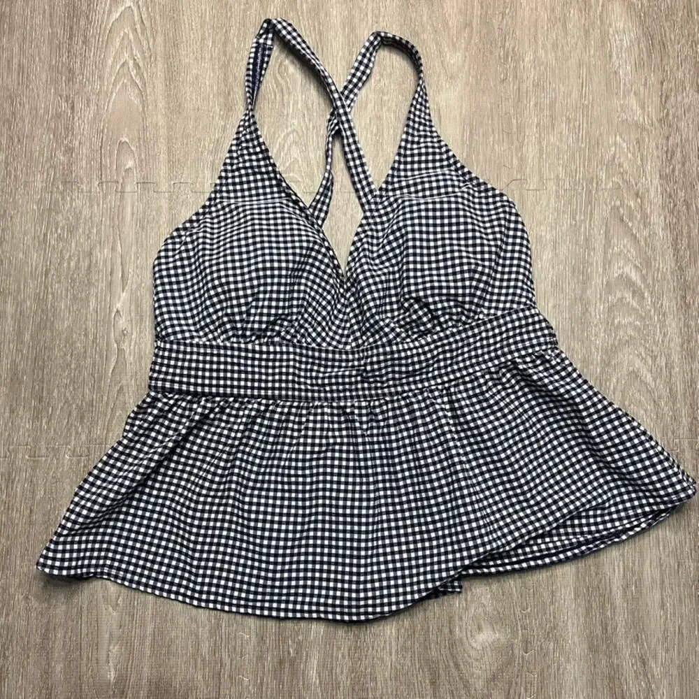 Draper James Black and White Gingham Swim Tankini Topl
